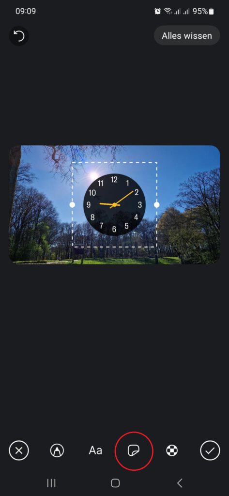 Screenshot Signal App Klok Tijd Sticker Media Editor Android