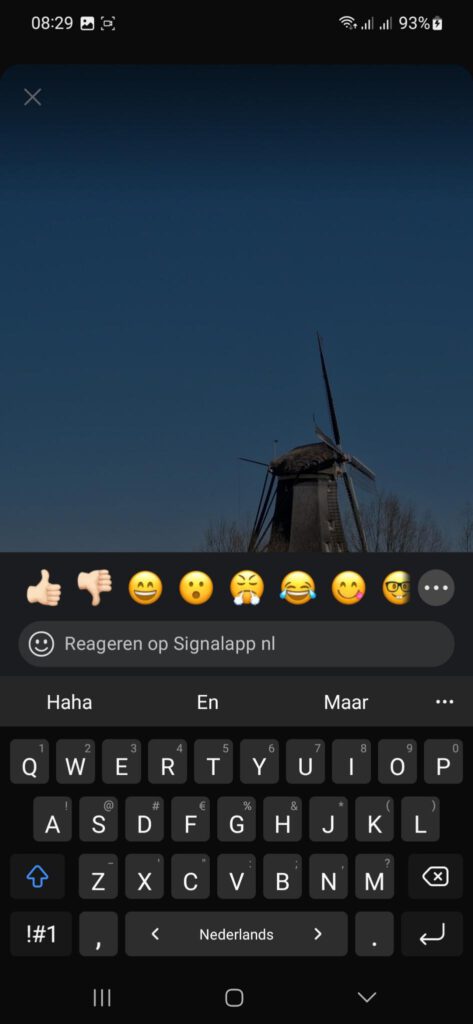 Signal App Emoji-Reacties Animatie Verhalen Screenshot Android