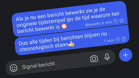 Signal update Android: bewerkte berichten voortaan met originele tijdstempel