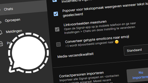 Signal update Desktop: getypte emoticons nu standaard naar emoji omgezet
