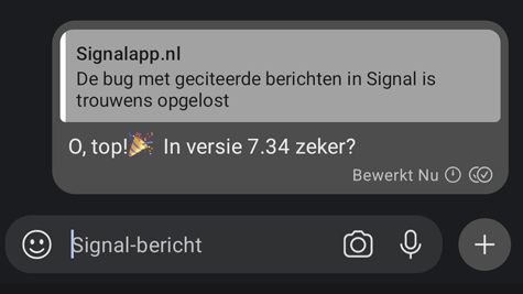 Signal update Android: bug met geciteerde berichten opgelost