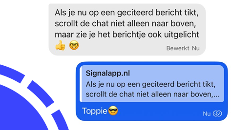 Signal update iOS: verbeteringen bij geciteerde berichten en ‘Notitie aan mezelf’