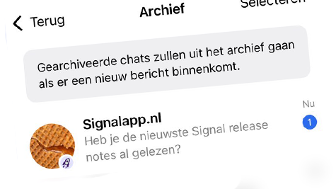 Signal update iOS: ongelezen chats blijven ongelezen in archief