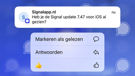 Signal update iOS: snelle antwoorden voortaan als geciteerde antwoorden in chats