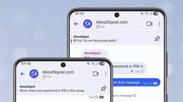 Sneak preview: Vastgezette berichten in Signal (eerste screenshots)
