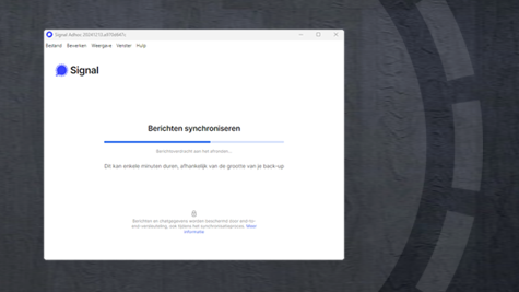 Signal Desktop update: overzetten chatgeschiedenis