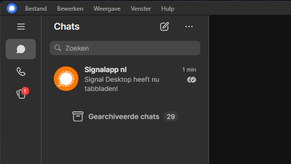 Signal App Desktop Beta Tabbladen