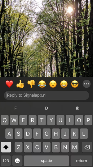 Signal App Emojireactie Verhalen