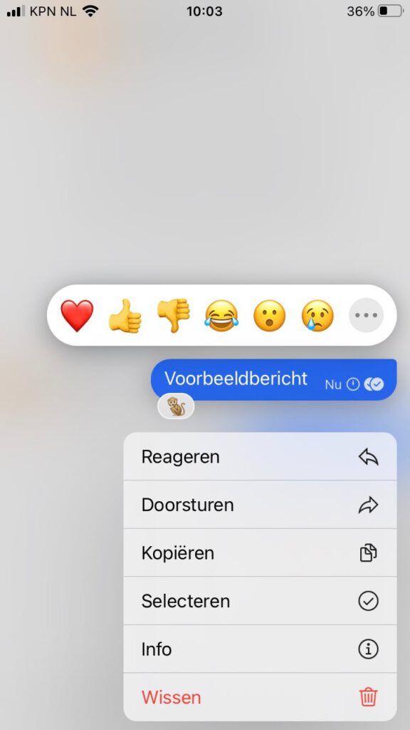 Signal App Emoji-reactie voorbeeld